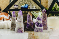 Crystal Amethyst Chevron Obelisks (300–400g)