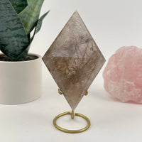 Smokey Quartz Crystal Diamond on Stand (#04)