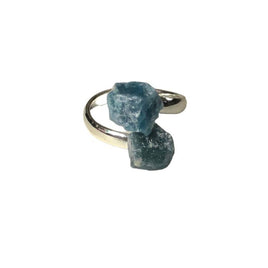 Blue Apatite Silver-Plated Adjustable Wrap Ring