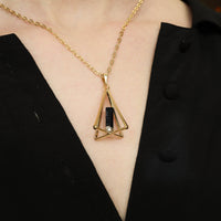 Gold Plated Pyramid Tourmaline Pendant - Tourmaline Jewelry
