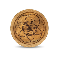 15cm - Seed of Life Mango Wood Crystal Grid Tray