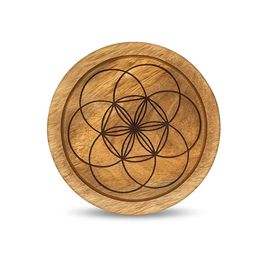 15cm - Seed of Life Mango Wood Crystal Grid Tray