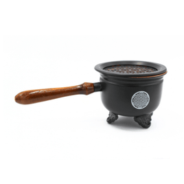 Flower of Life Cauldron with Wooden Handle & Lid