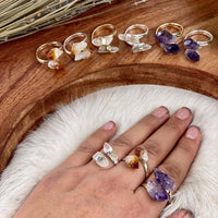 Silver / Crystal Quartz Double Point Ring