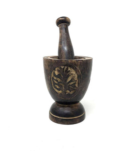Tree of Life T Wooden Mortar & Pestle (3 × 5")