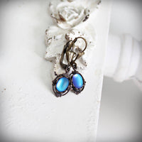 Lumina Frosted Blue Glass Petite Vintage Style Earrings