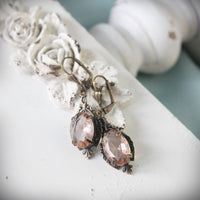 Rosé Champagne Faceted Glass Edwardian Drop Earrings