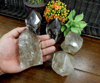 200-300g - Crystal Raw Smoky Quartz Semi-Polished Point