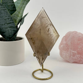 Smokey Quartz Crystal Diamond on Stand (#04)