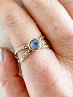 7 - Crossbar Labradorite Brass Ring