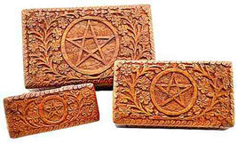 Pentacle Carved Wooden Box