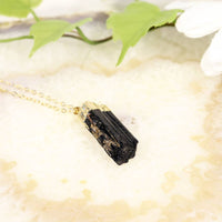 Black Tourmaline Pendant Gold Plated