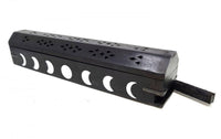 Moon Phase Wood Incense Box Burner - 12"L