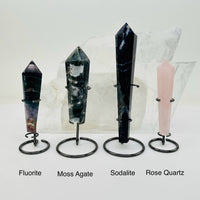 Crystal Wands on Metal Stand - Rose Quartz (400–500g)
