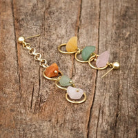 Mismatched Three Stone Drop Earrings