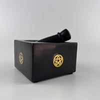 Pentacle Soapstone Mortar & Pestle (4 × 4 × 2.5"H)