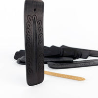 Black Carved Wood Boat Burner - 5"L