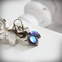 Lumina Frosted Blue Glass Petite Vintage Style Earrings