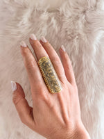 Sz 6 - Long Etched Brass Ring