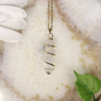 Gold Wrapped Clear Quartz Pendant - Clear Quartz Jewelry