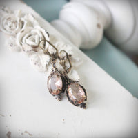 Rosé Champagne Faceted Glass Edwardian Drop Earrings