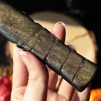 Golden Sheen Obsidian Knife with Spiral Handle