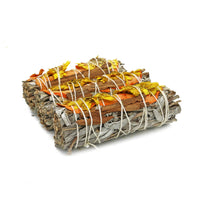 White Sage Smudge Stick, Rose & Cinnamon - Indian Summer (4 in.)