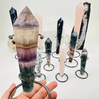 Crystal Wands on Metal Stand - Rose Quartz (400–500g)