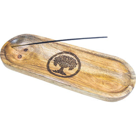 Oval Tree of Life Wood Incense Holder - 4"X11"