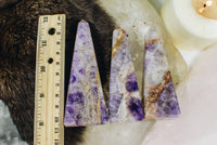 Crystal Amethyst Chevron Obelisks (300–400g)