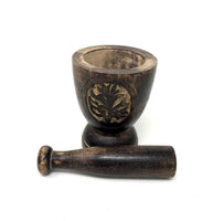Tree of Life T Wooden Mortar & Pestle (3 × 5")