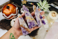 Crystal Amethyst Chevron Obelisks (300–400g)