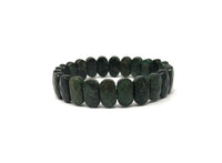 Green Jade Faceted Oval Beads Bracelet (#107)