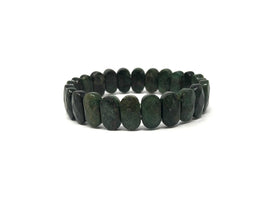 Green Jade Faceted Oval Beads Bracelet (#107)