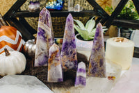 Crystal Amethyst Chevron Obelisks (300–400g)