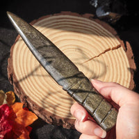 Golden Sheen Obsidian Knife with Spiral Handle