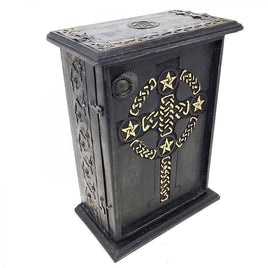 Pentagram & Celtic Cross Wood Chest (11 × 8 × 4.5")