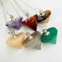 Crystal Quartz Crystal Pendulum with Silver-Plated Chain