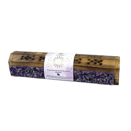 Amethyst Crystal Coffin Incense Box | Wooden