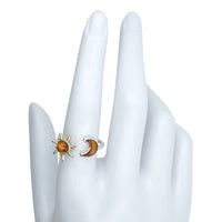 Sun And Moon Amber Adjustable Spinner Ring