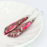 Pink/Red Regalite Dangle Earrings