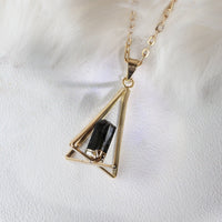 Gold Plated Pyramid Tourmaline Pendant - Tourmaline Jewelry