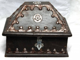 Pentacle Inlaid Wood Chest - Black