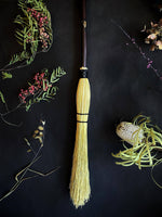 Altar Besom Broom (Short Handle) - Natural / Red / Black, Ash Handle