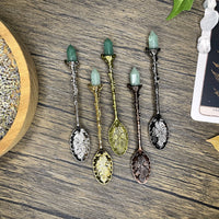 Gold Green Aventurine Crystal Spoon