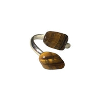 Tiger's Eye Silver-Plated Adjustable Wrap Ring