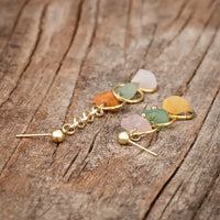 Mismatched Three Stone Drop Earrings