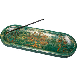 Teal Oval Tree of Life Wooden Incense Holder - 4"X11"