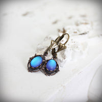 Lumina Frosted Blue Glass Petite Vintage Style Earrings