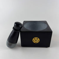 Pentacle Soapstone Mortar & Pestle (4 × 4 × 2.5"H)